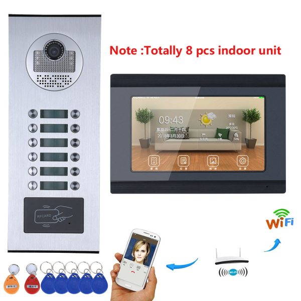 7inch Record Wired Wifi 8/9/10/11/12 Apartment/Family Video Door Phone Intercom System RFID IR-CUT HD 1000TVL Camera with 12 but