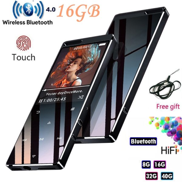 Bluetooth4.1 MP3 Player 16GB Touch Key 1.8 Inch Color Screen Lossless Music Player Support FM, Recording, Support SD up to 128GB