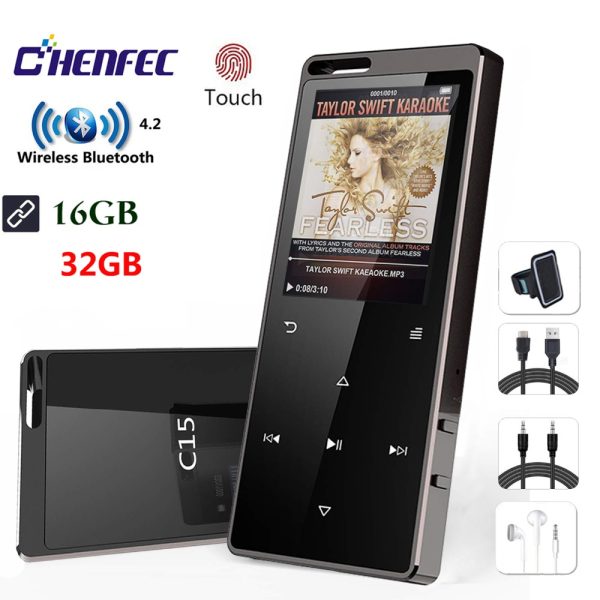 Bluetooth4.2 MP3 Player 16G Touch Key hifi Portable Music Player With FM Radio, Rcording,E-book,Mini Walkman Support Up To 128GB