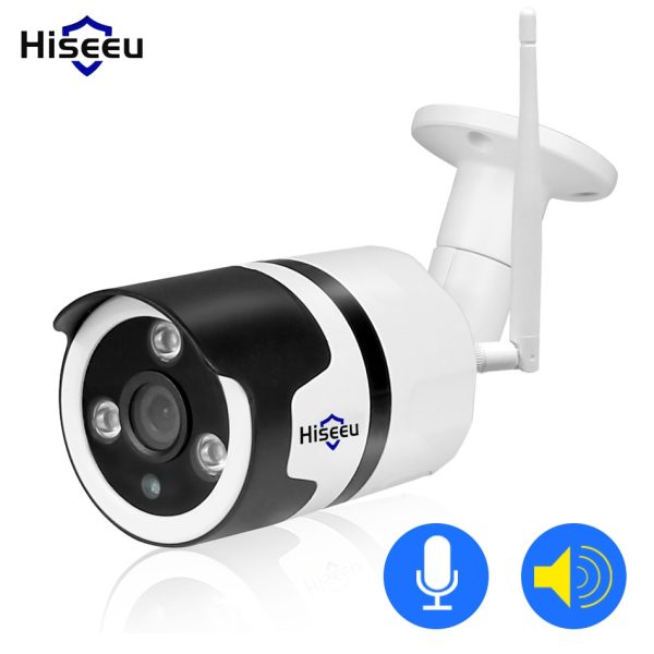 Hiseeu wifi outdoor IP camera 1080P 720P waterproof 2.0MP wireless security camera metal two way audio TF card record P2P bullet