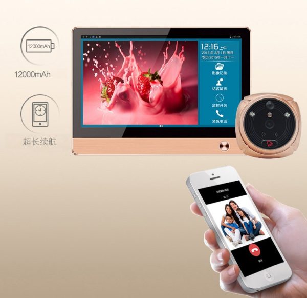 New Arrival Wireless Video Door Phone Smart WIFI Peephole Doorbell Intercom 7"Touch Screen + 2.0 mega door cameras