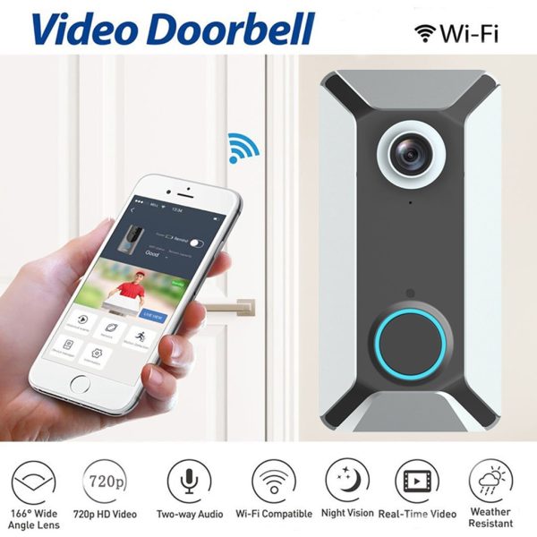 Smart Wireless WiFi Security Eye Door Bell Visual Recording Remote Home Monitor Night Vision Intercom Phone Call Doorbell#G