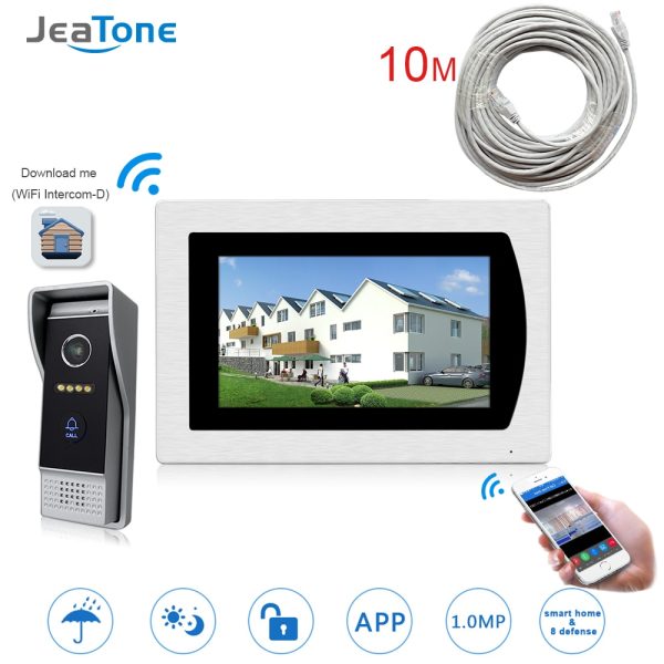 WIFI IP Video Door Phone Intercom Video Doorbell 7'' Touch Screen Villa Access Control System Motion Detection Zone Alarm +Wire